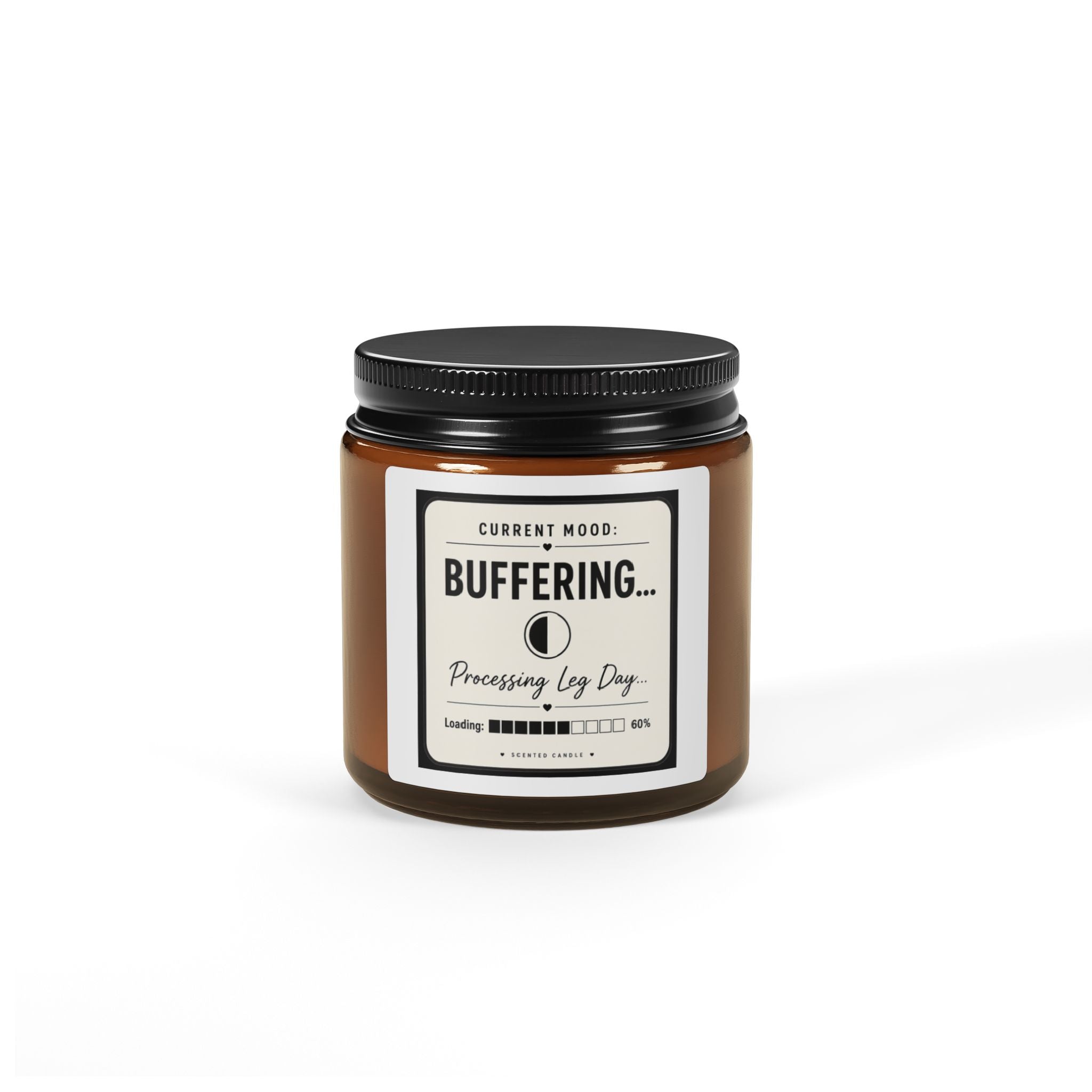 Buffering... Soy Candle — Amber Jar Aromatherapy Candle (Stress Relief, 'Processing Lag Day' Label)