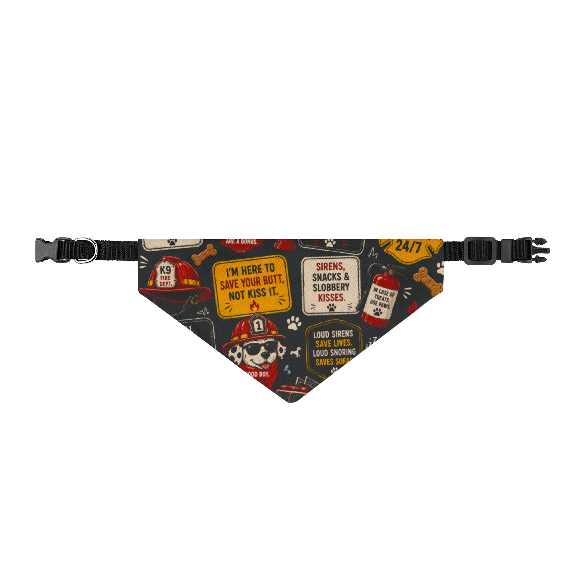 Firefighter Dog Bandana — "I’m Here to Save Your Butt, Not Kiss It" Clip-On Pet Accessory