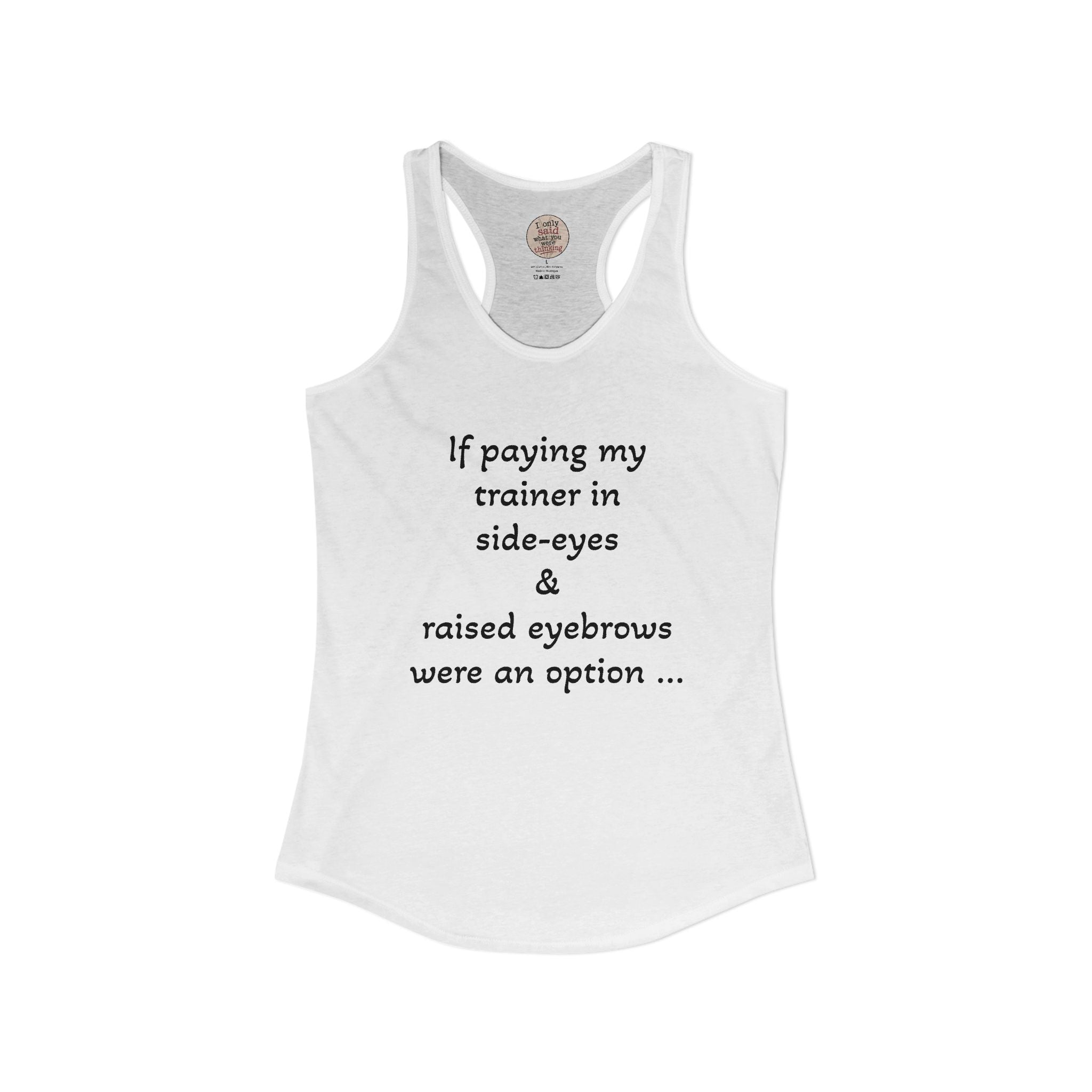 Funny Sarcastic Fitness Racerback Tank — HITT Gym Trainer Humor