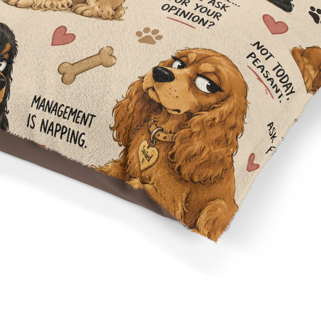 Cocker Spaniel Pattern Pet Bed – Cute Dog Illustrations & Sayings