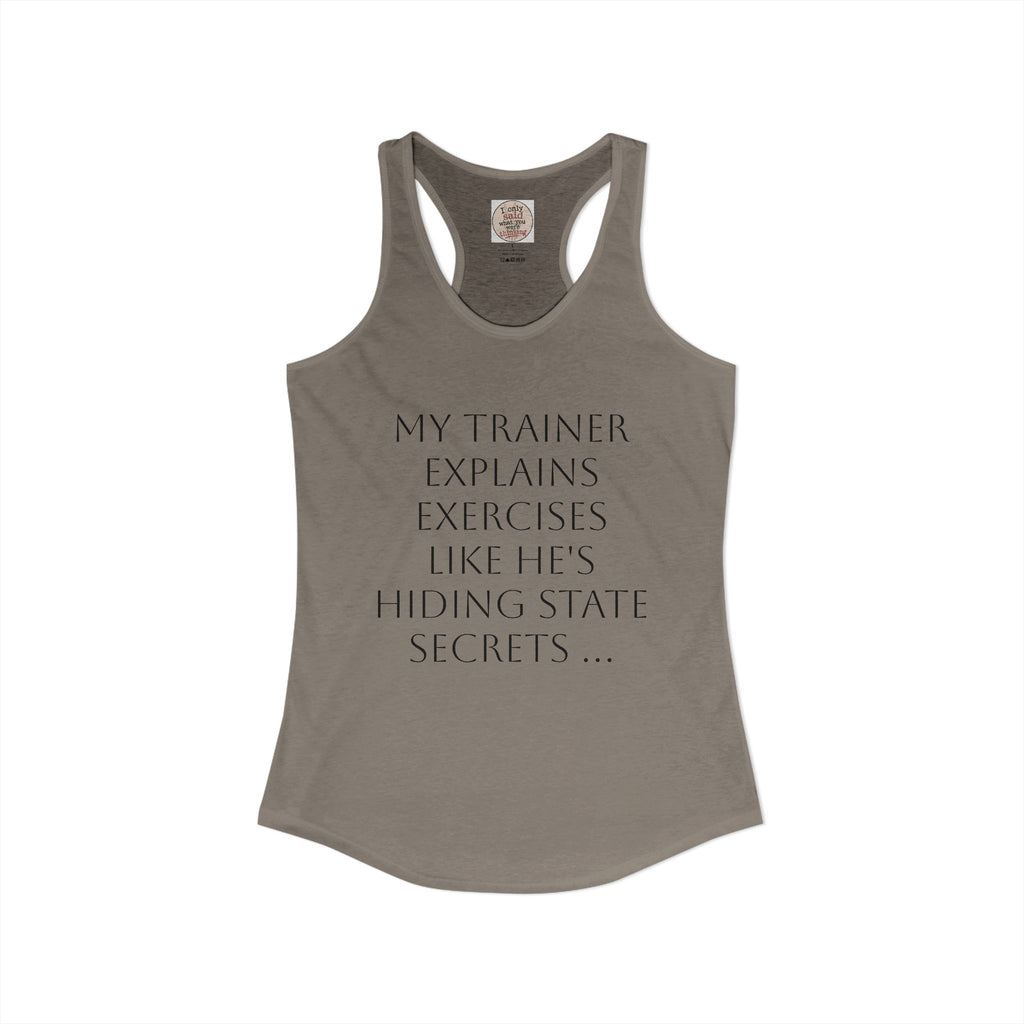Women's quirky gym tank - male trainer