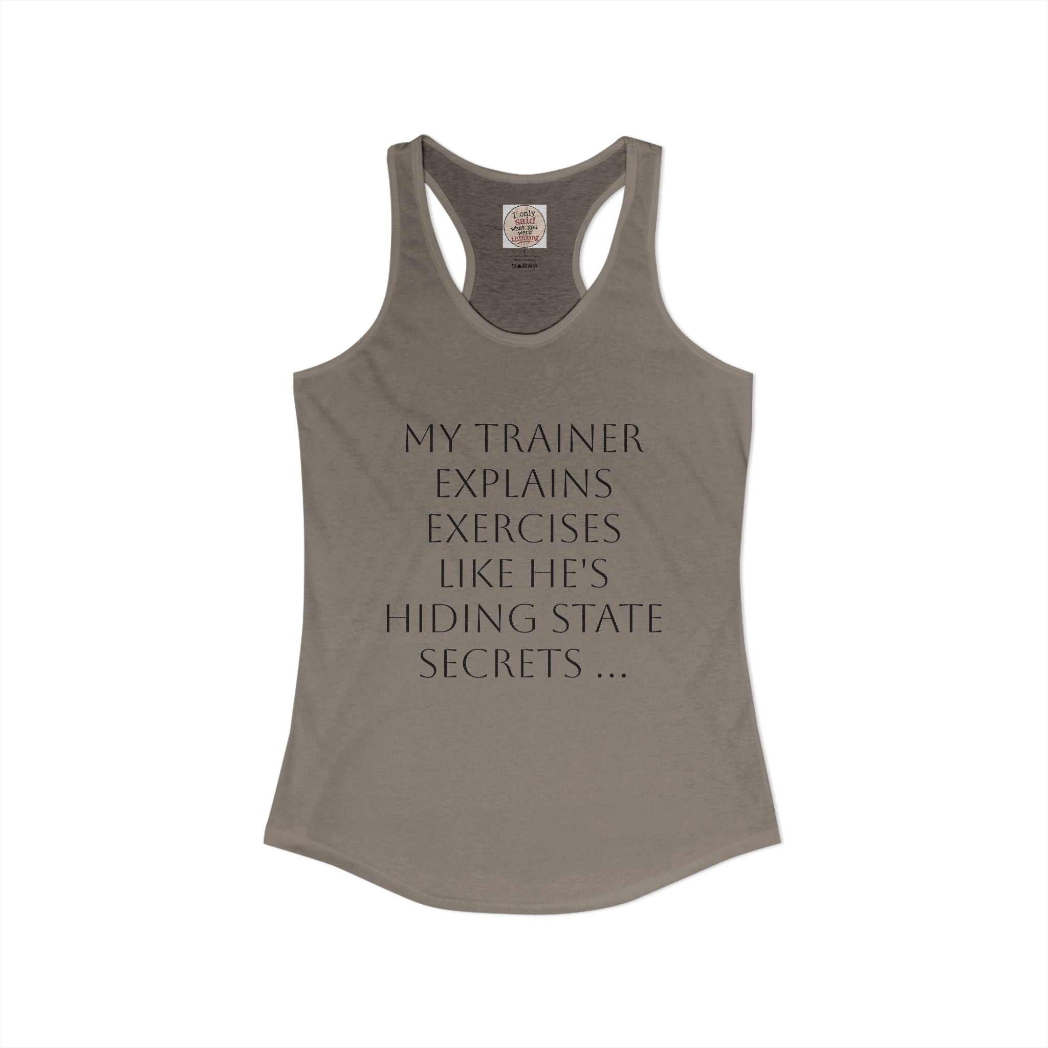 Women's quirky gym tank - male trainer