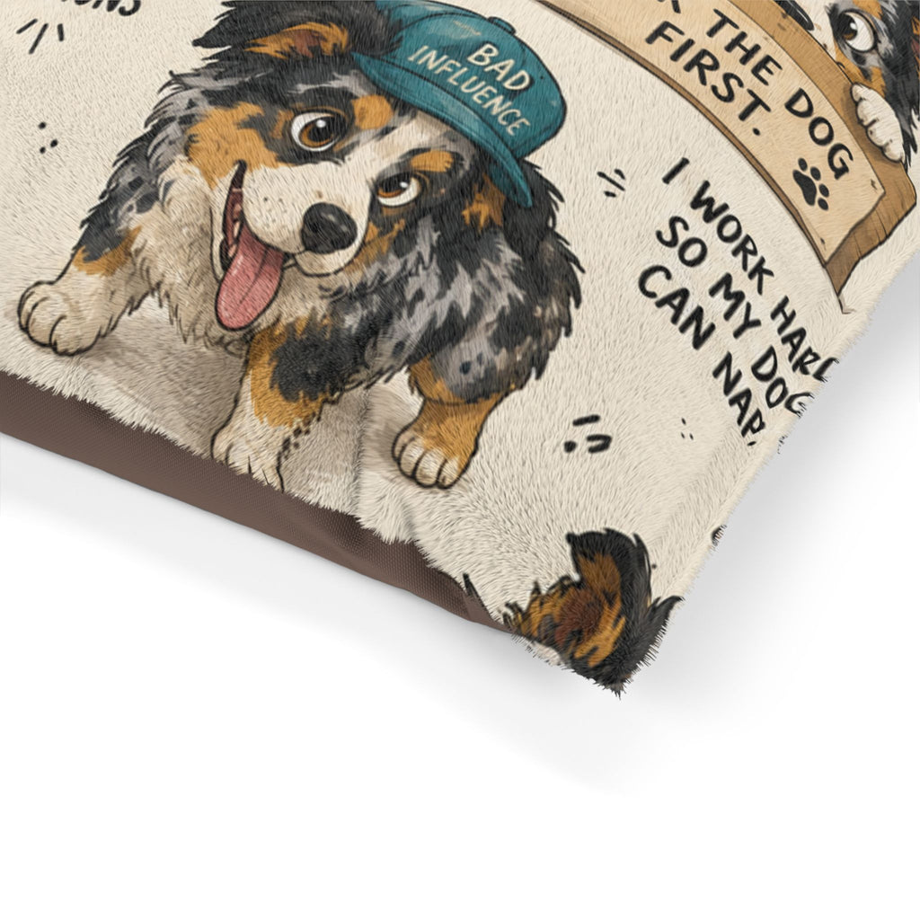Australian Shepherd Pet Bed — Cute Cartoon Dogs with Sayings