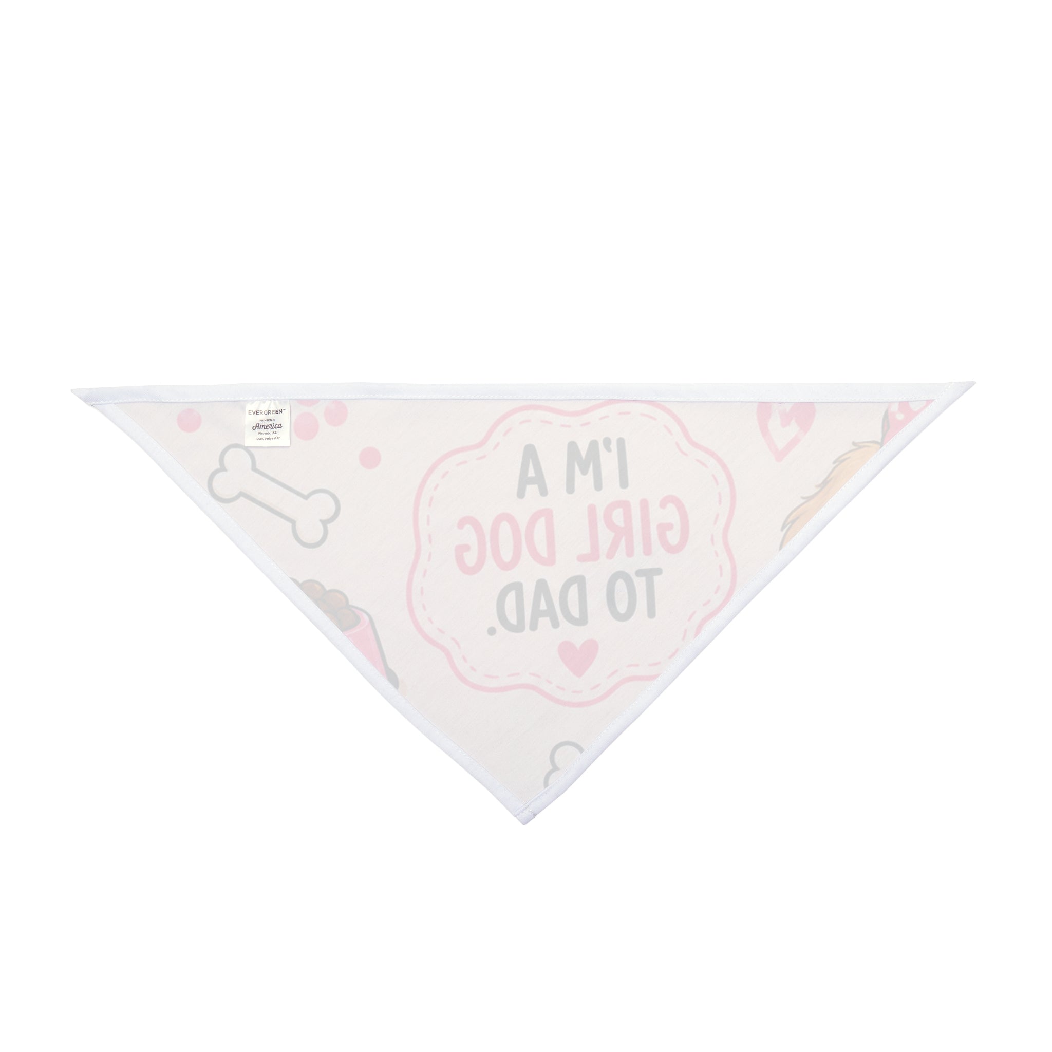 I'm a Girl Dog to Dad Pet Bandana — Pink Cute Paw Print Dog Scarf for Dads, Father’s Day Gift