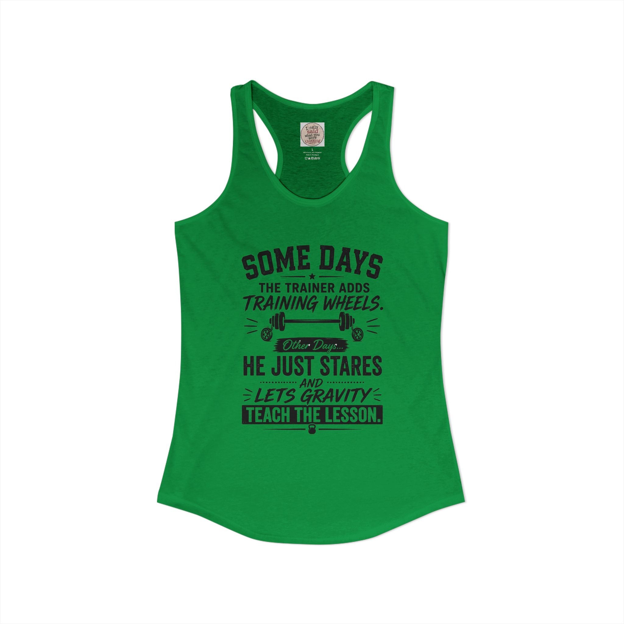 Training Wheels for Dummies Racerback Tank — Funny Gym Fitness Tank Top