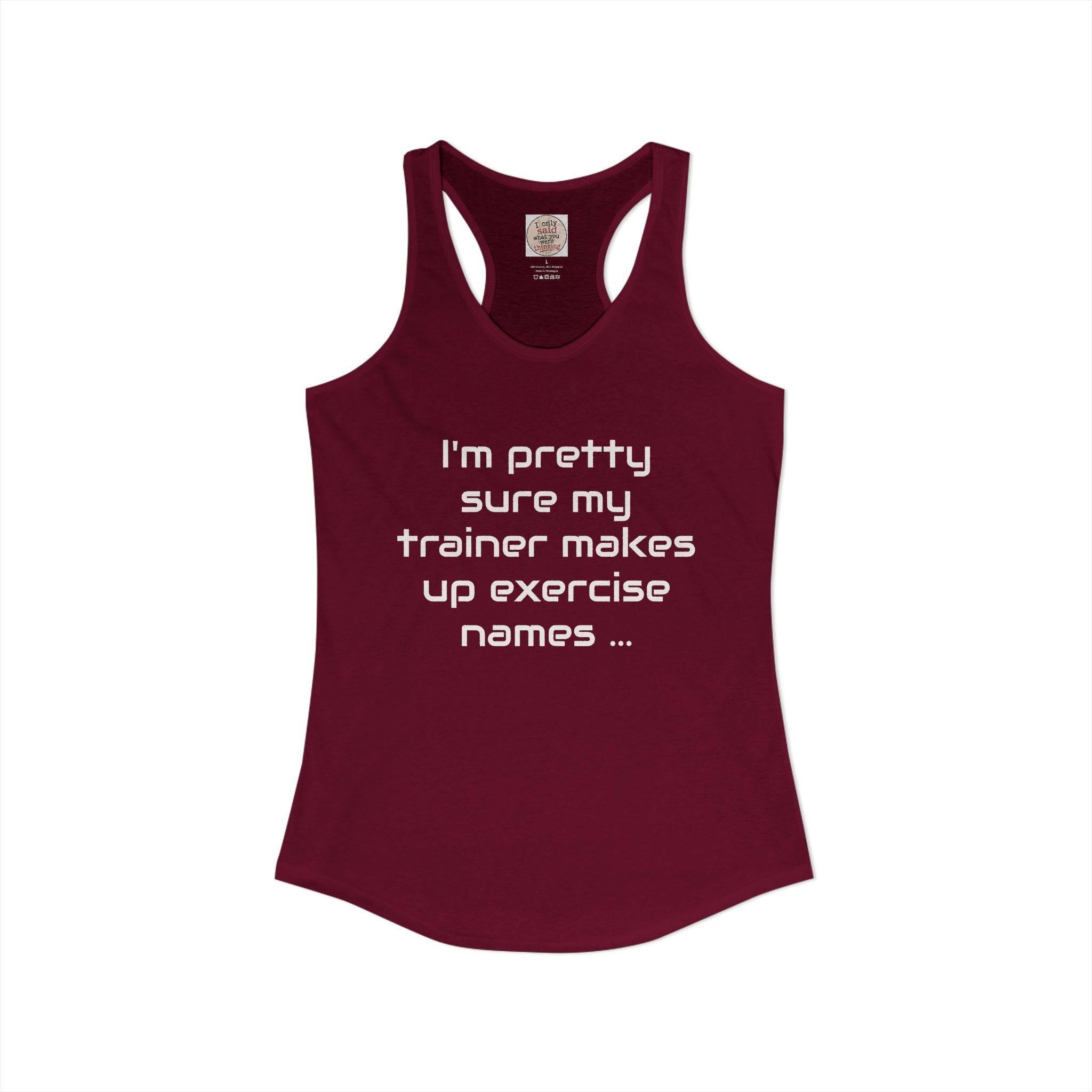 Funny Gym Trainer Racerback Tank — Sarcastic Fitness Quote