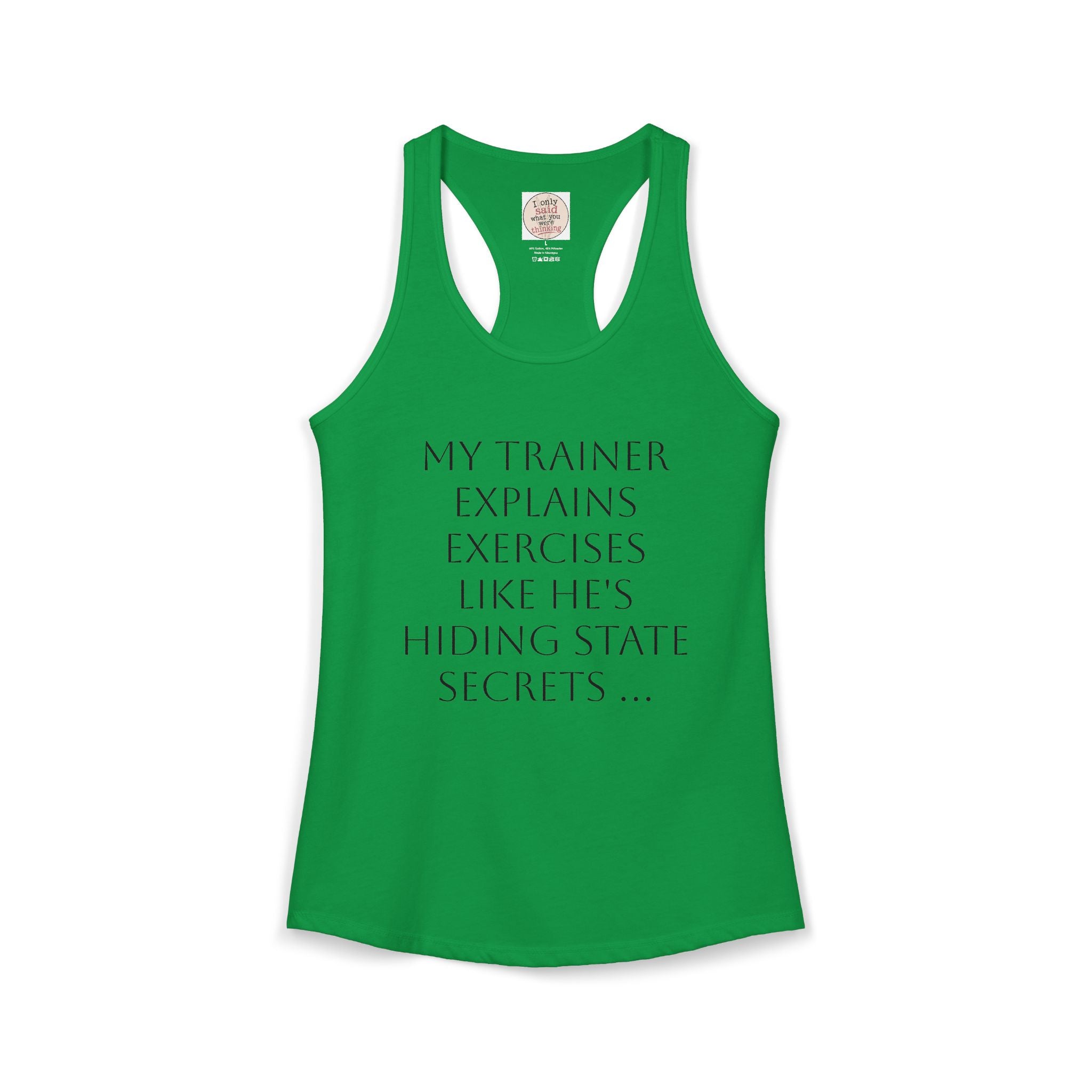 Women's quirky gym tank - male trainer
