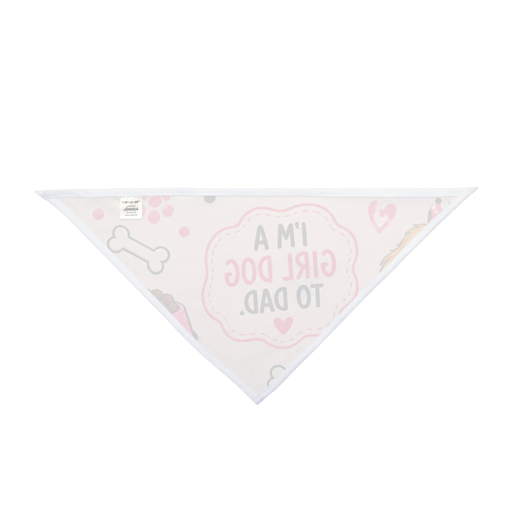 I'm a Girl Dog to Dad Pet Bandana — Pink Cute Paw Print Dog Scarf for Dads, Father’s Day Gift