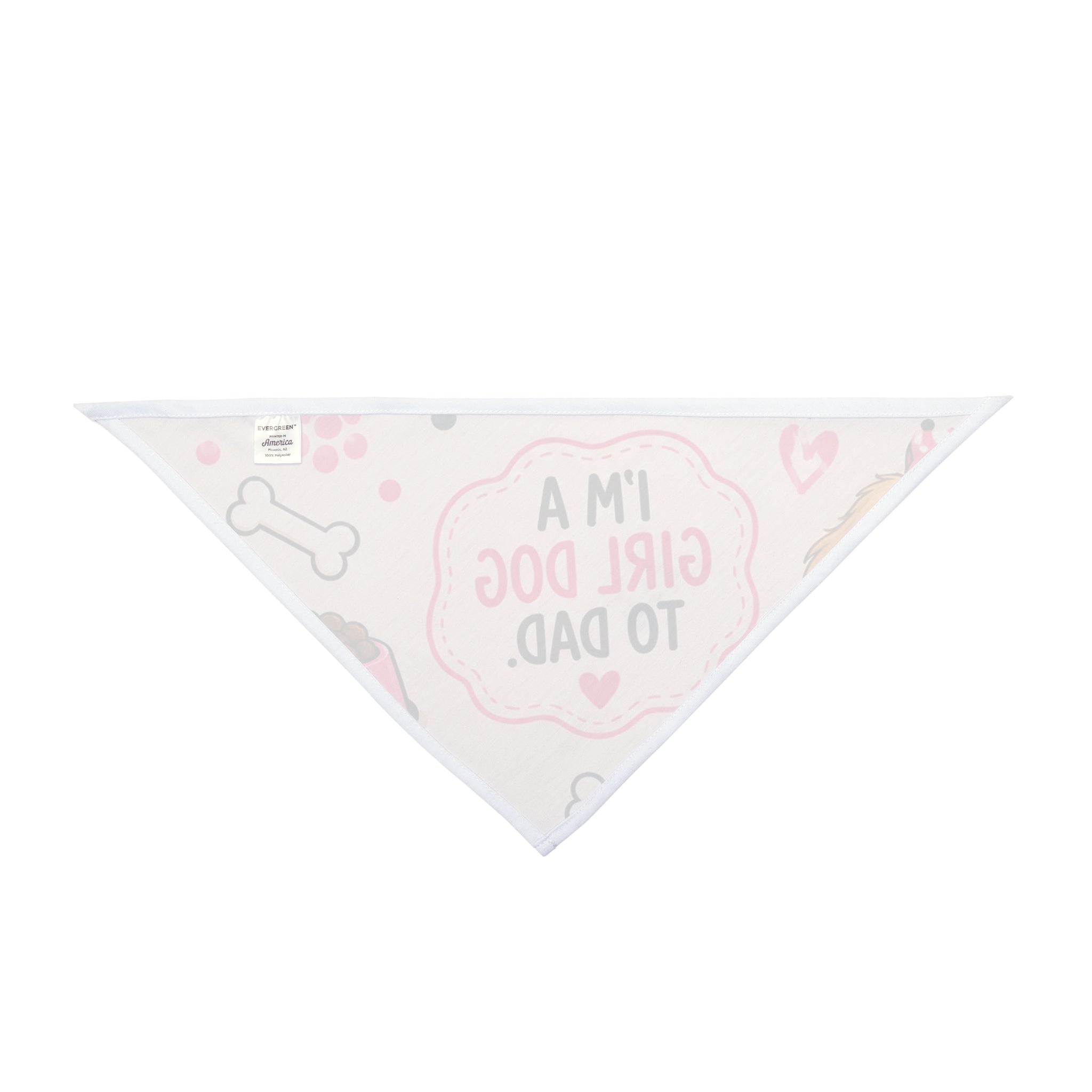 I'm a Girl Dog to Dad Pet Bandana — Pink Cute Paw Print Dog Scarf for Dads, Father’s Day Gift