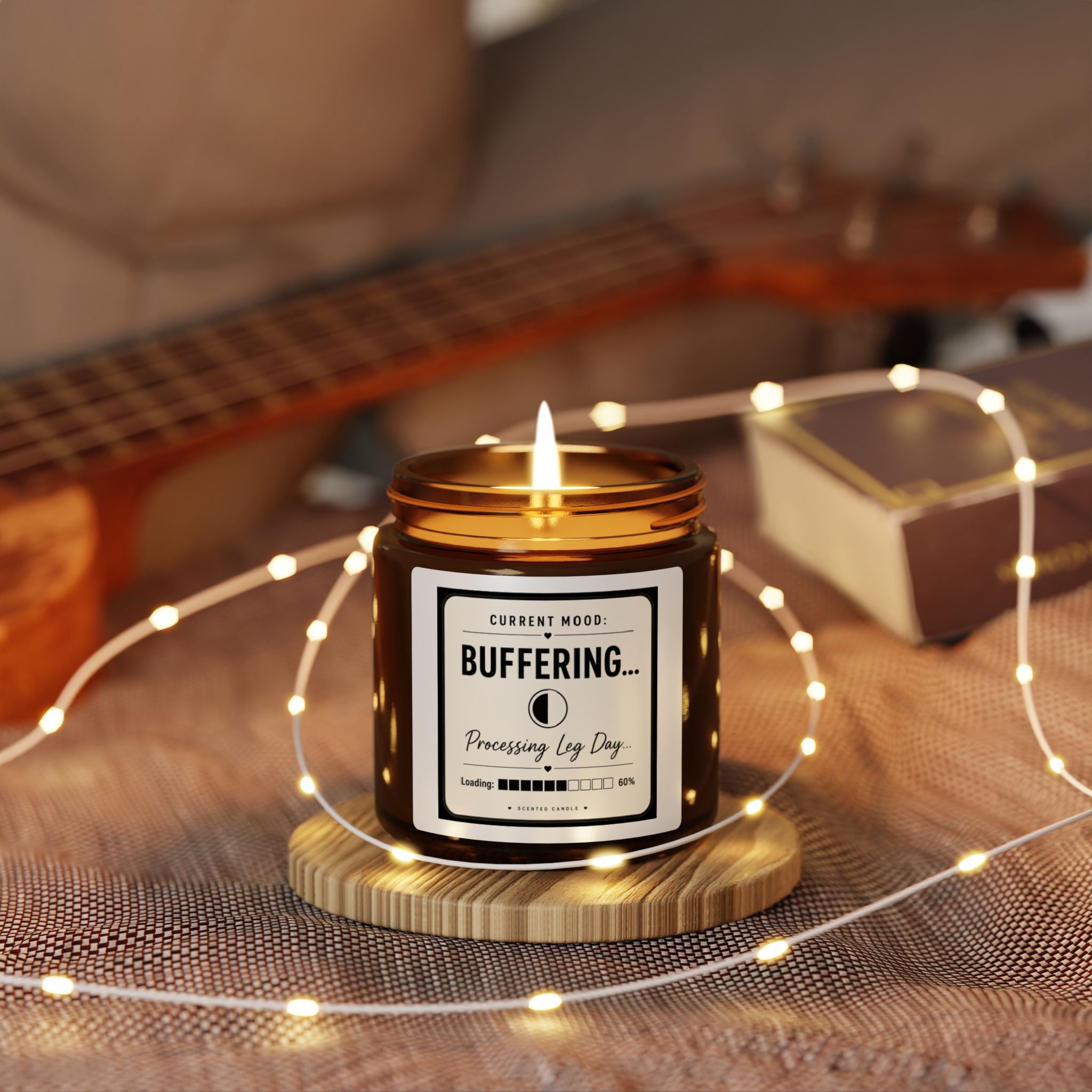 Buffering... Soy Candle — Amber Jar Aromatherapy Candle (Stress Relief, 'Processing Lag Day' Label)