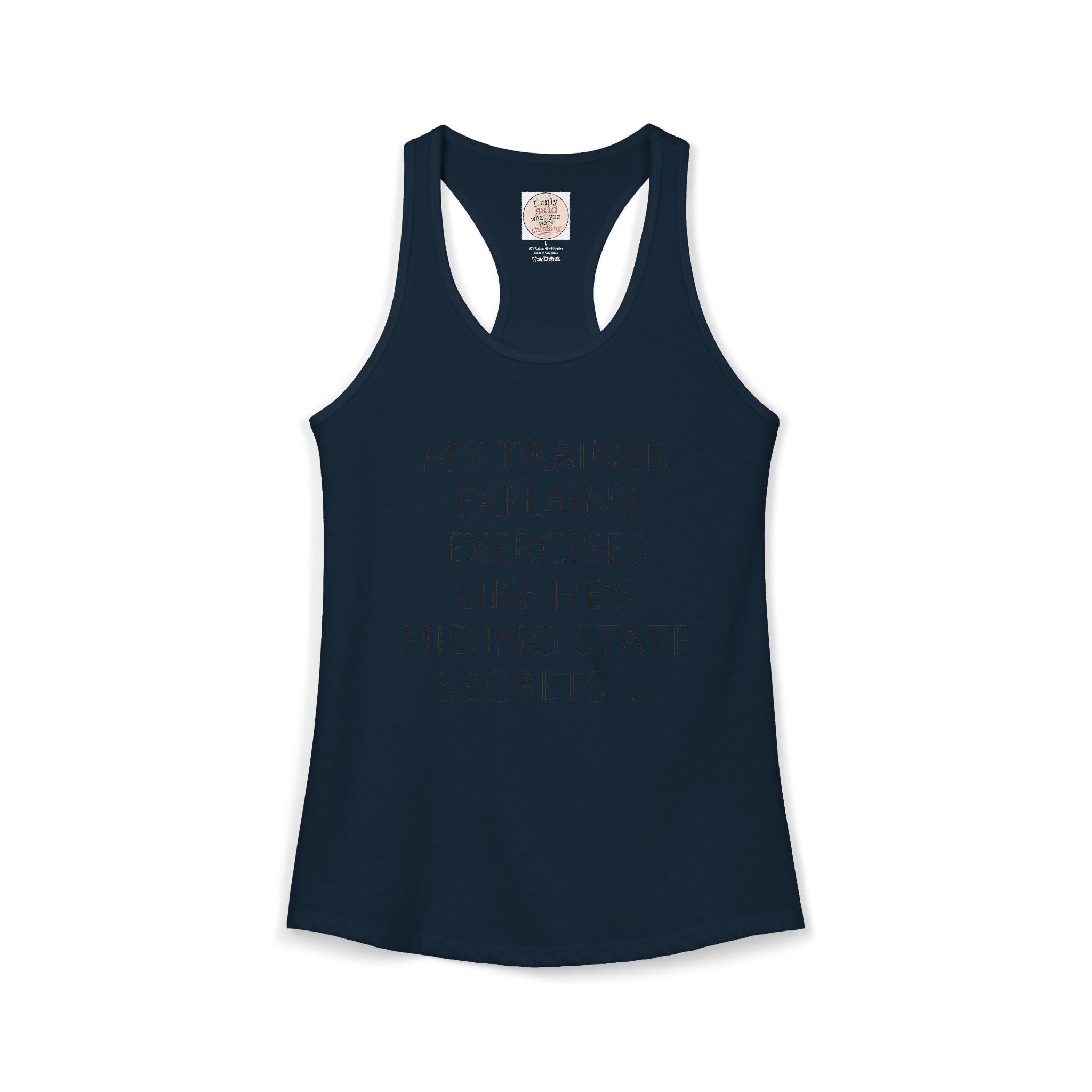 Women's quirky gym tank - male trainer