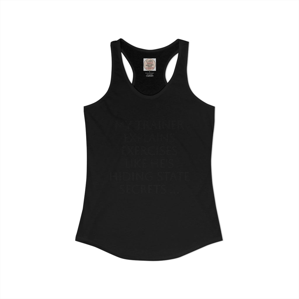 Women's quirky gym tank - male trainer
