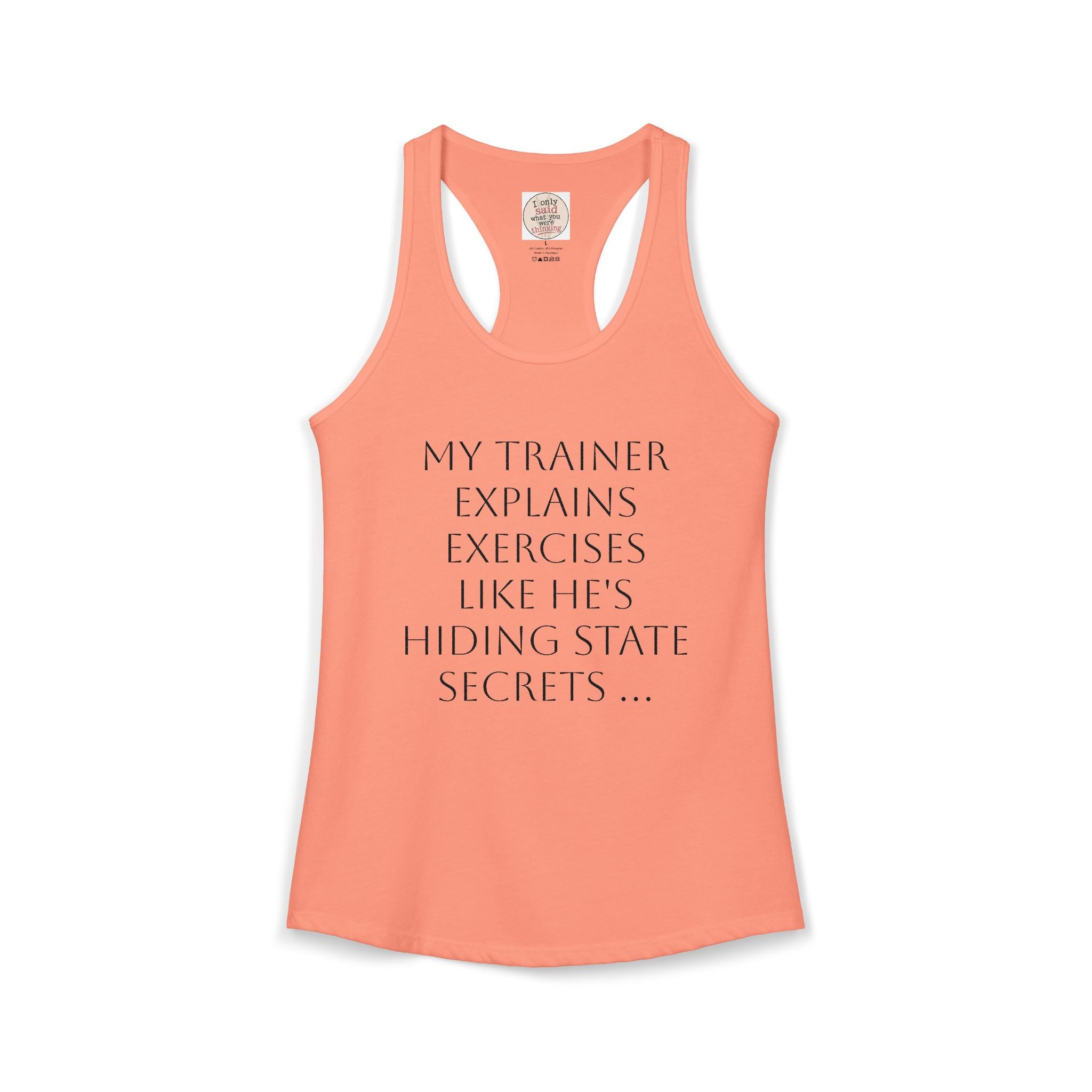 Women's quirky gym tank - male trainer