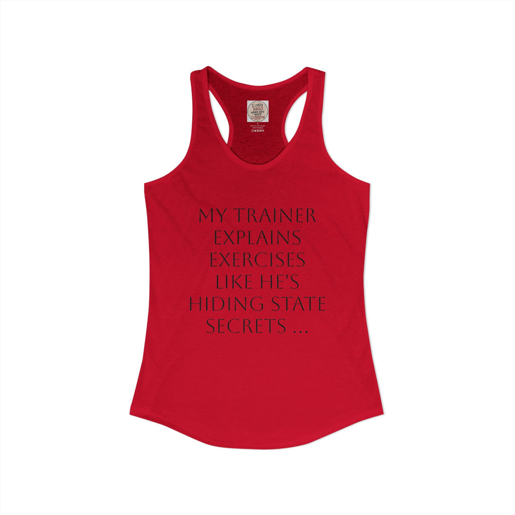 Women's quirky gym tank - male trainer