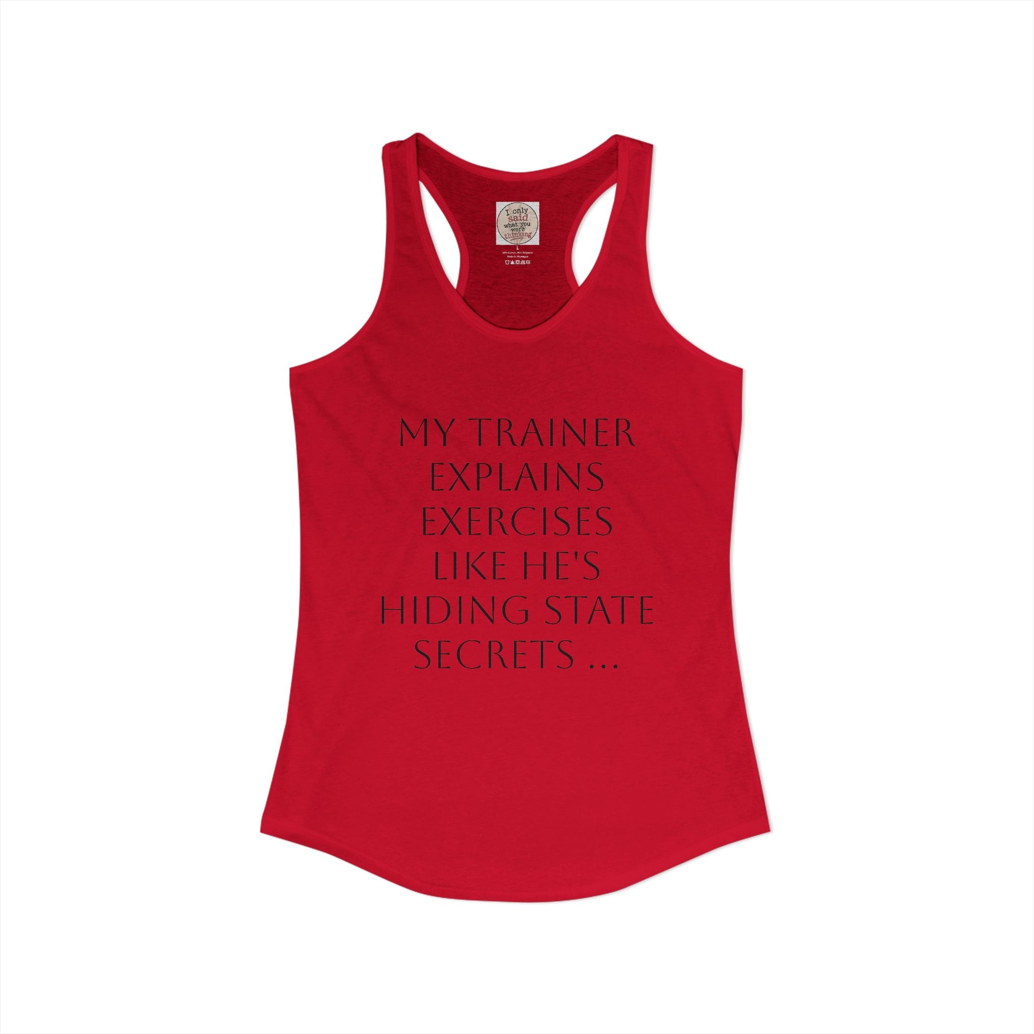 Women's quirky gym tank - male trainer