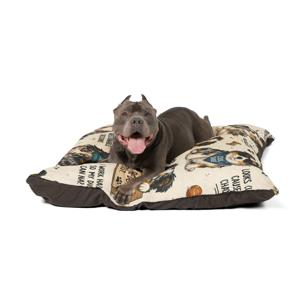 Australian Shepherd Pet Bed — Cute Cartoon Dogs with Sayings