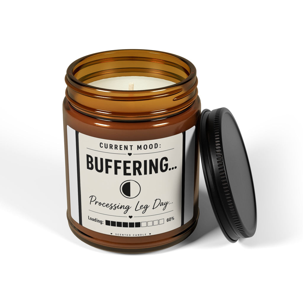 Buffering... Soy Candle — Amber Jar Aromatherapy Candle (Stress Relief, 'Processing Lag Day' Label)