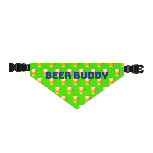 Beer Buddy Clip-On Pet Bandana — Green Beer Mug Pattern