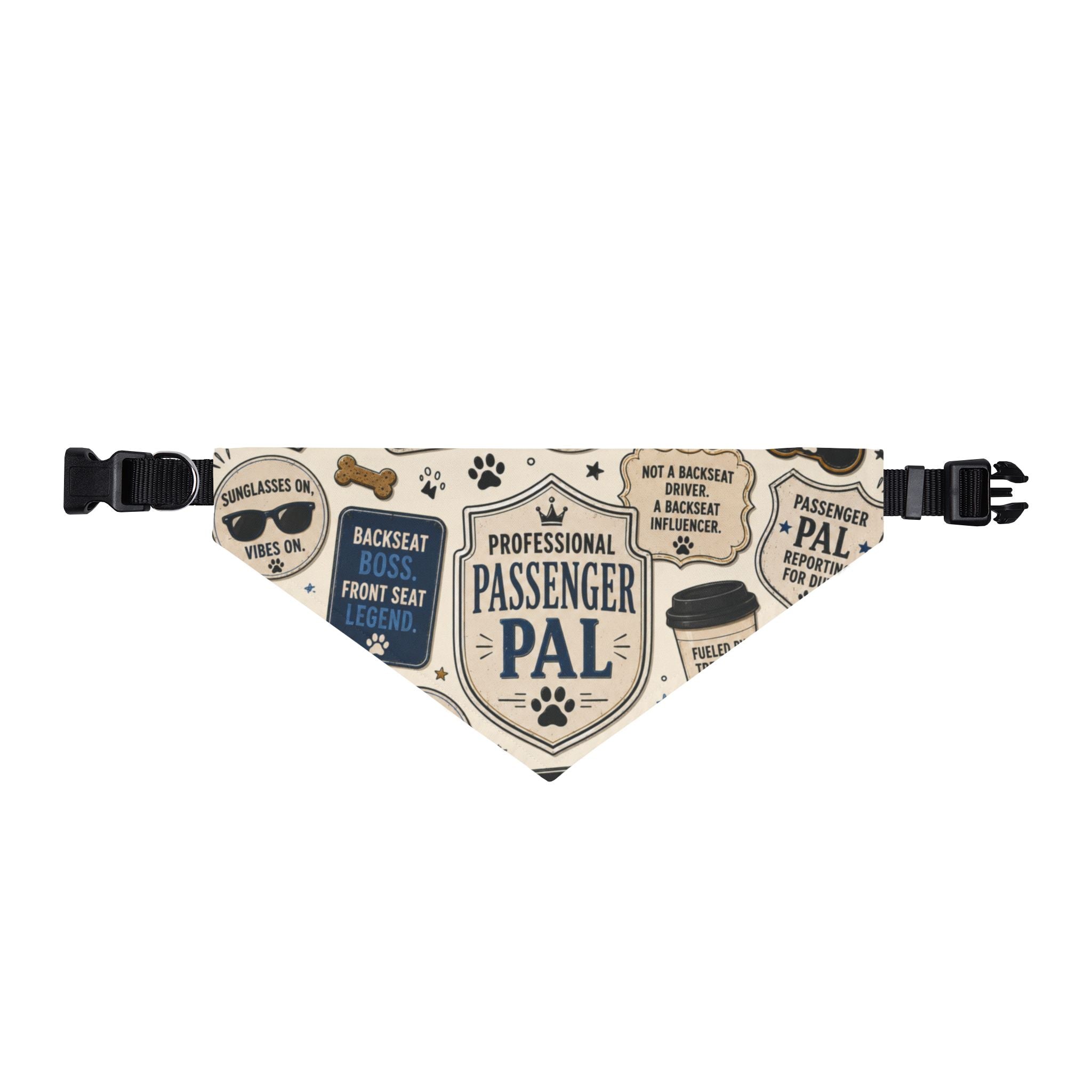 Clip-On Pet Bandana — "Professional Passenger Pal" Travel Dog Bandana