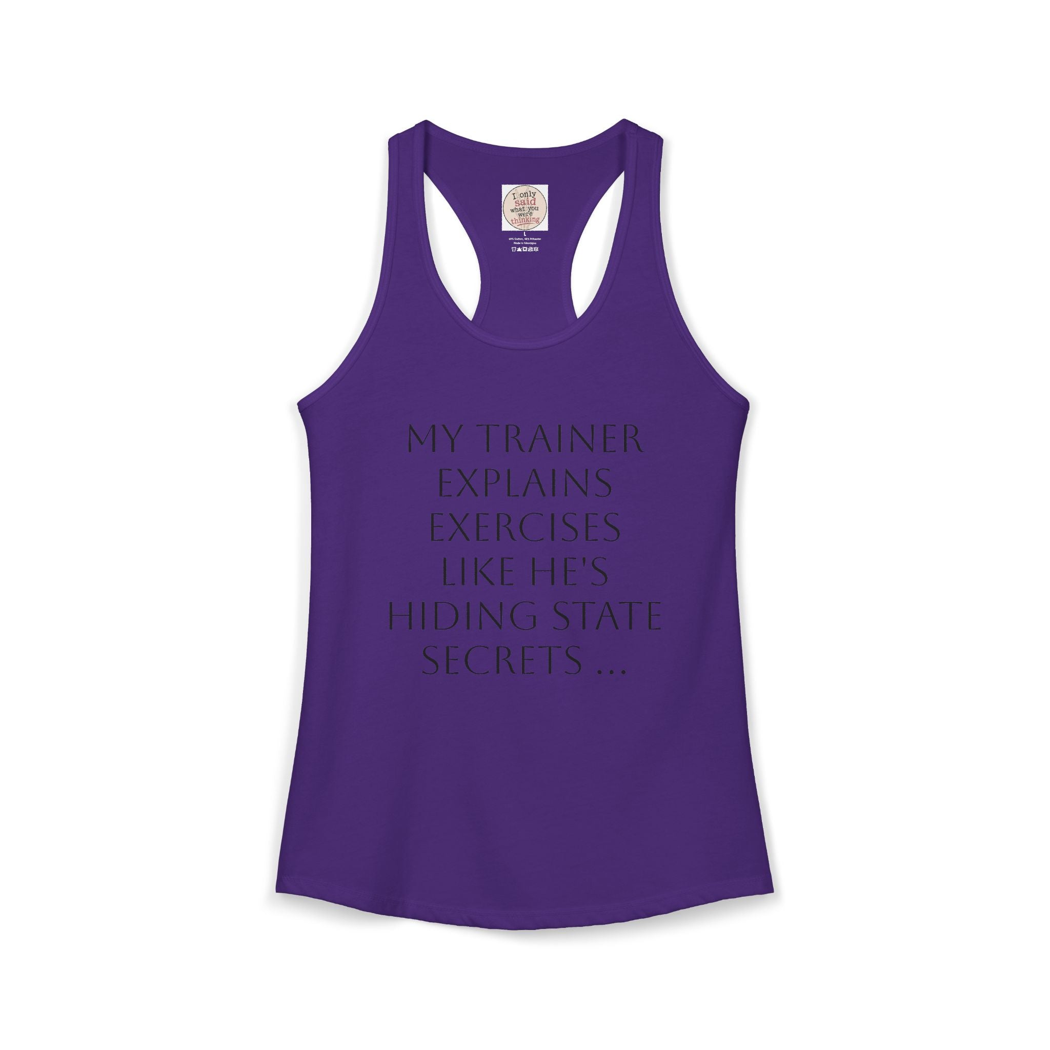 Women's quirky gym tank - male trainer