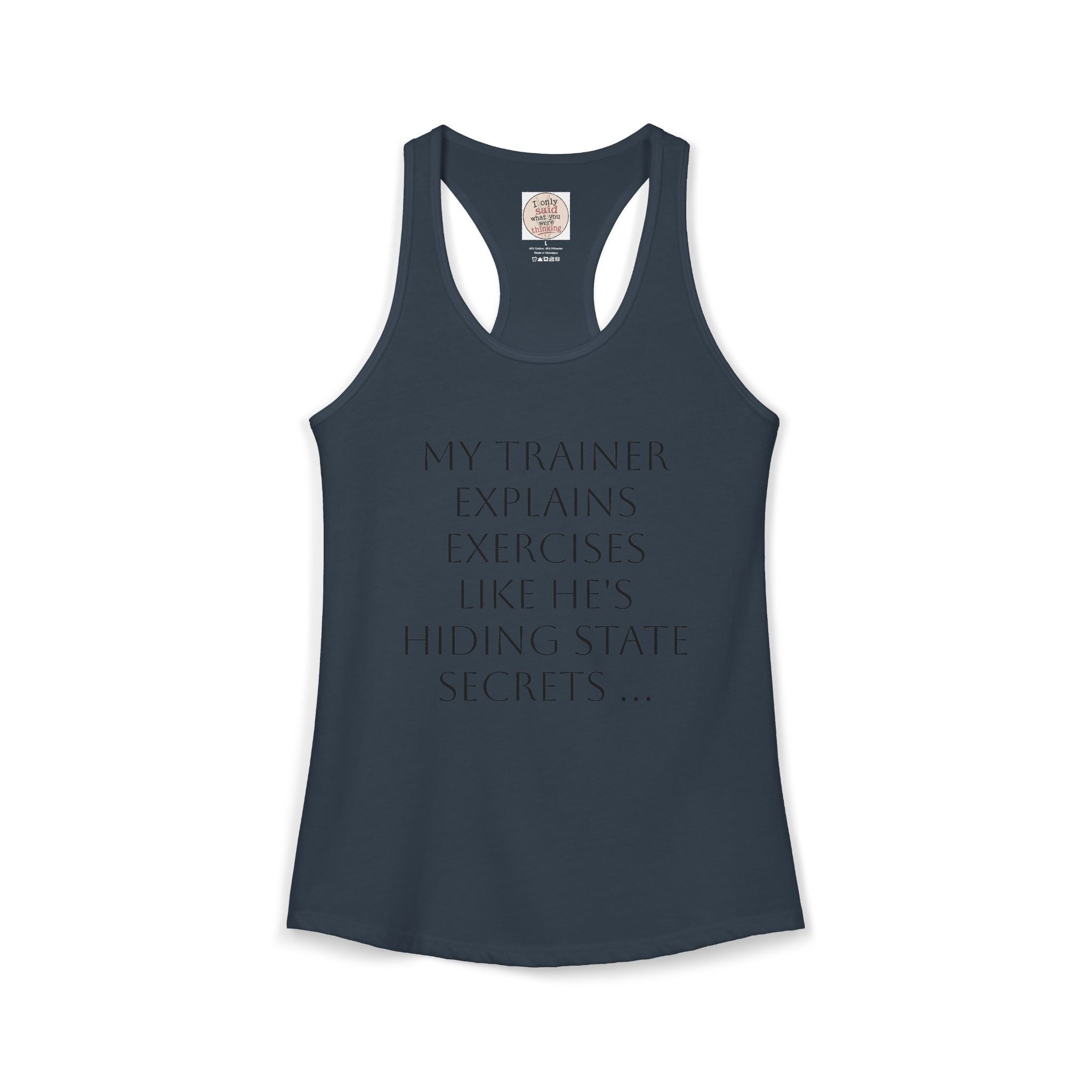 Women's quirky gym tank - male trainer