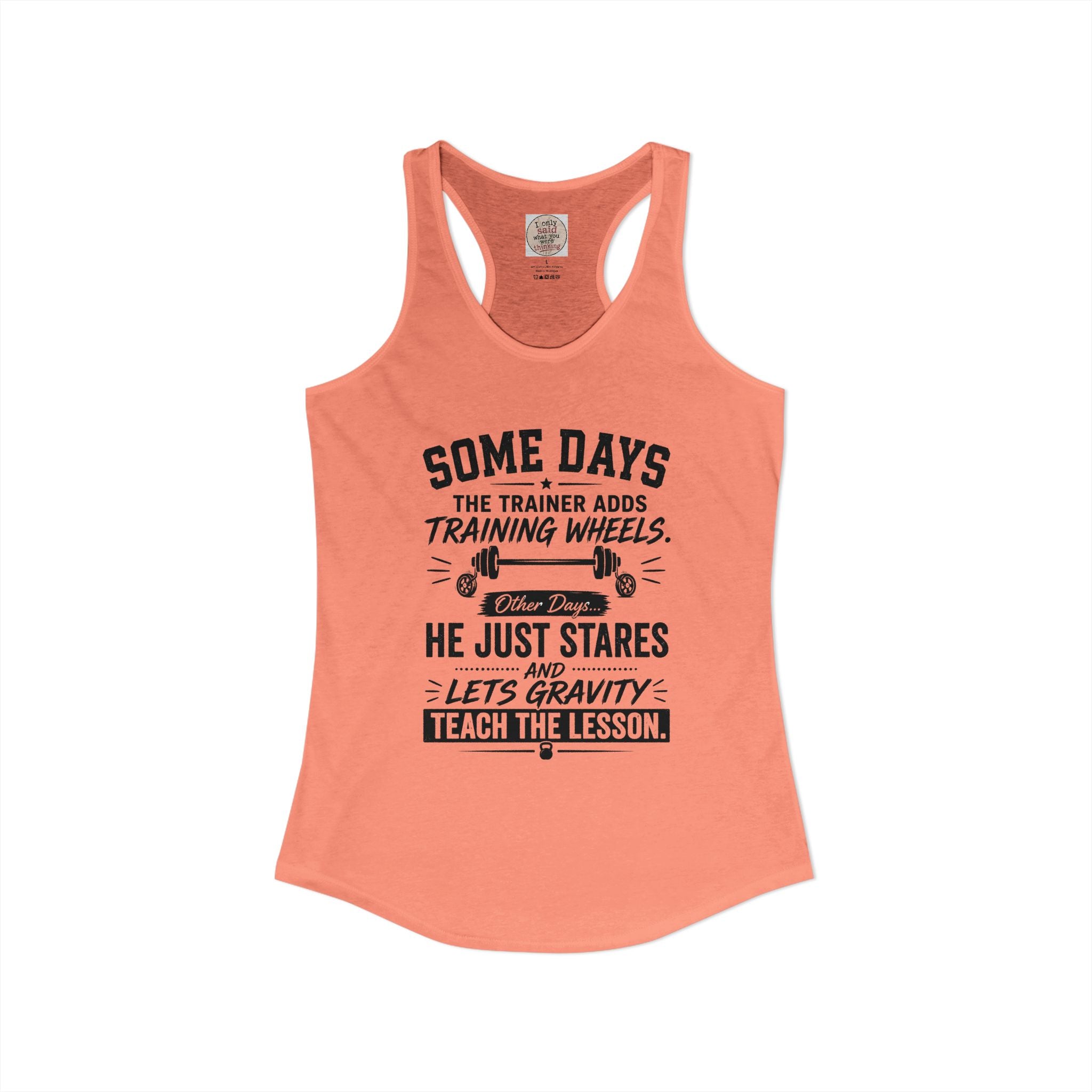 Training Wheels for Dummies Racerback Tank — Funny Gym Fitness Tank Top