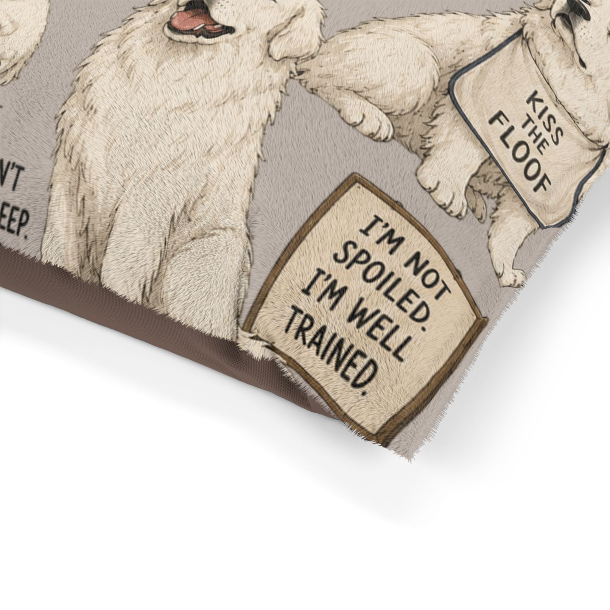 Great Pyrenees Dog Bed — Funny Quotes & Paw Print Plush Pet Bed