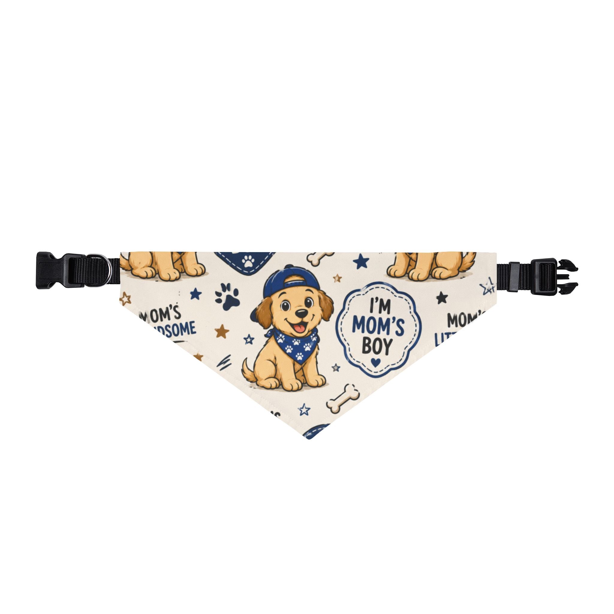 Clip-On Pet Bandana — "I'm Mom's Boy" Puppy Scarf, Cute Dog Bandana Collar Accessory