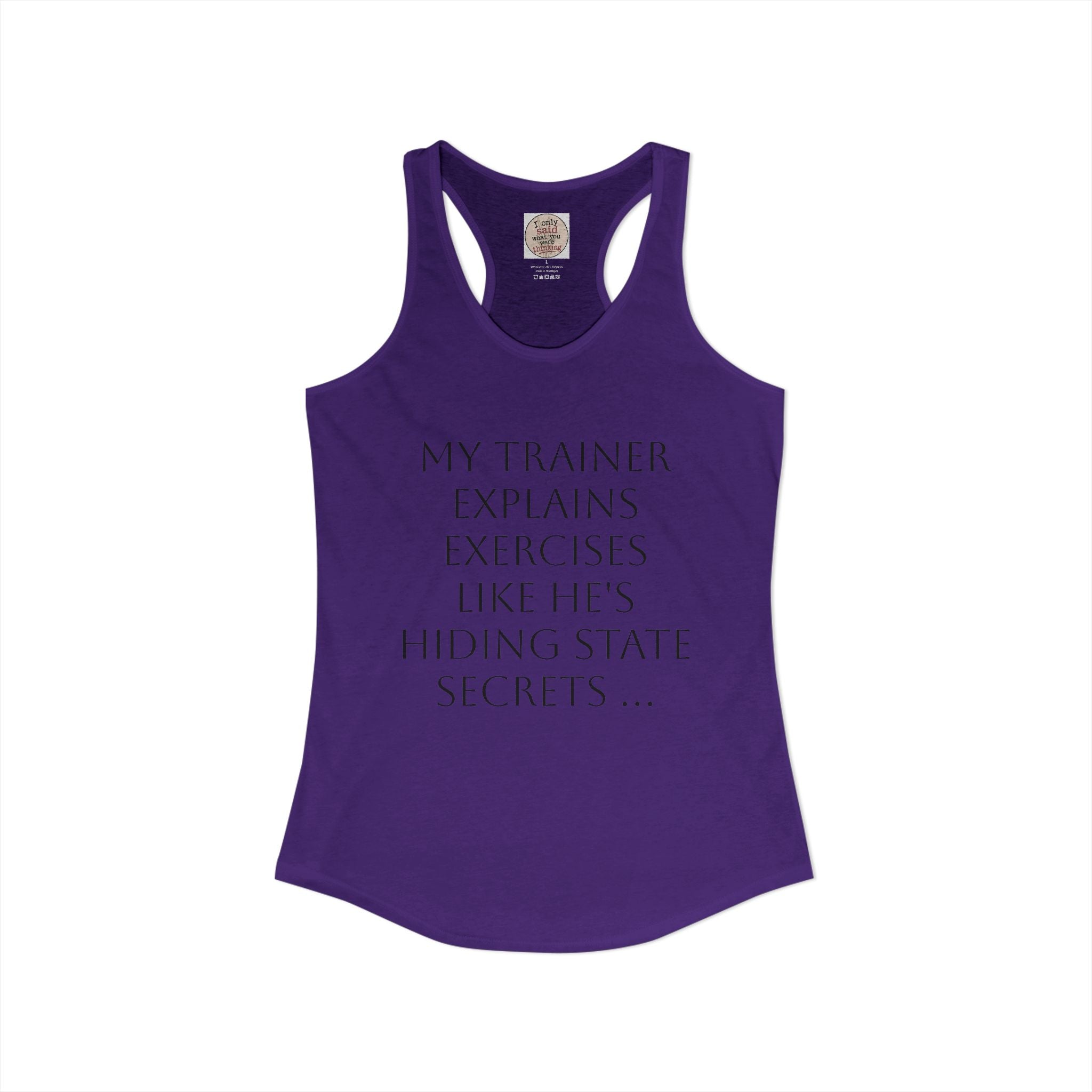 Women's quirky gym tank - male trainer