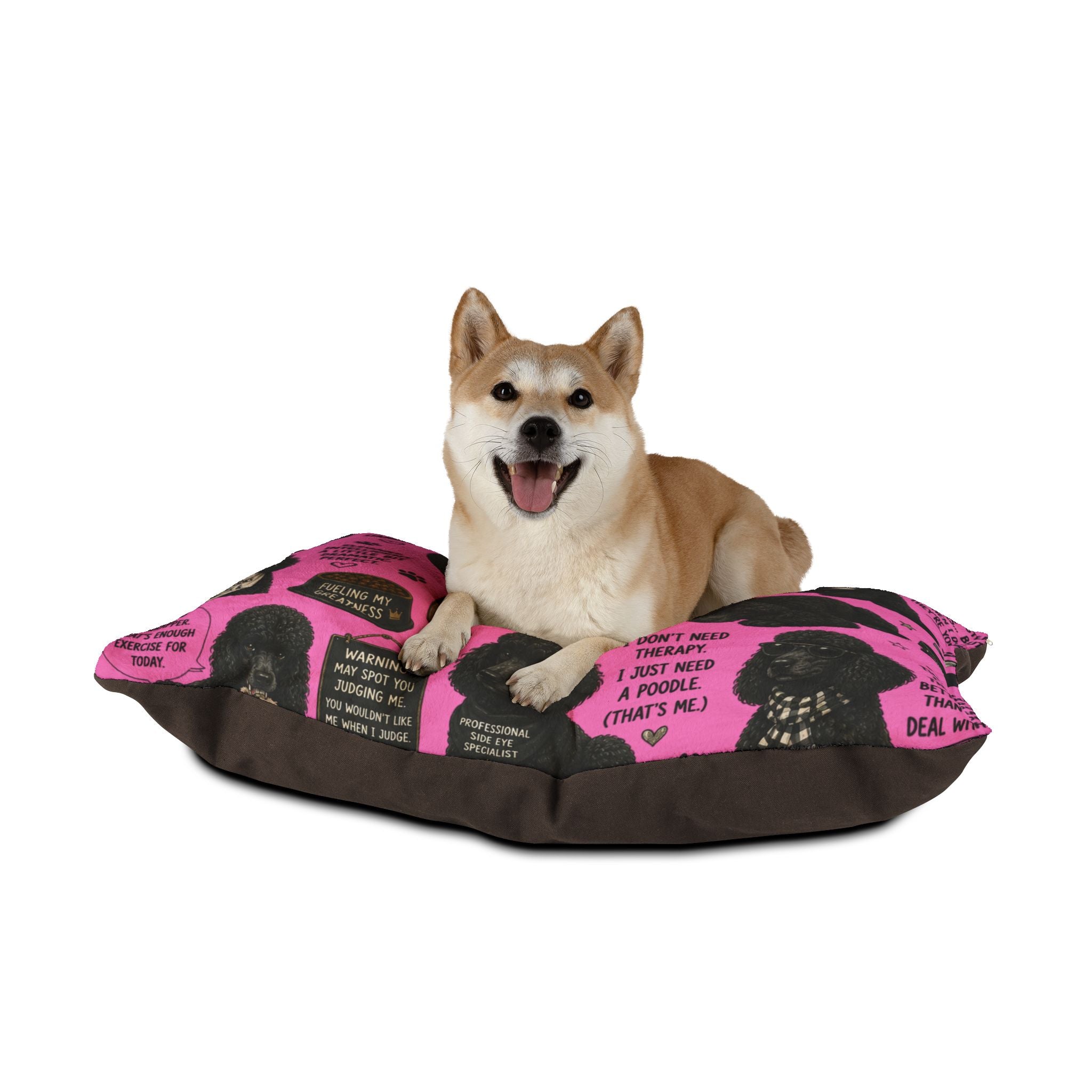 Pink Poodle Pet Bed — Funny Poodle Quotes Pattern