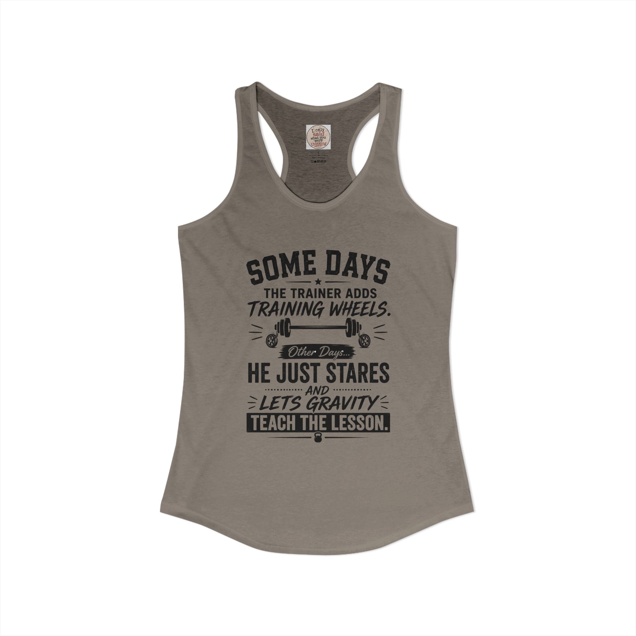 Training Wheels for Dummies Racerback Tank — Funny Gym Fitness Tank Top