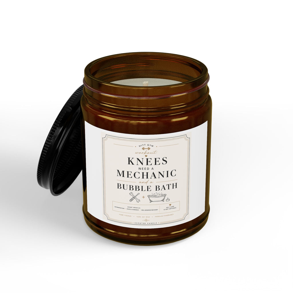 Scented Soy Candle - 'Knees Mechanic Bubble Bath' Amber Jar (4oz & 9oz)