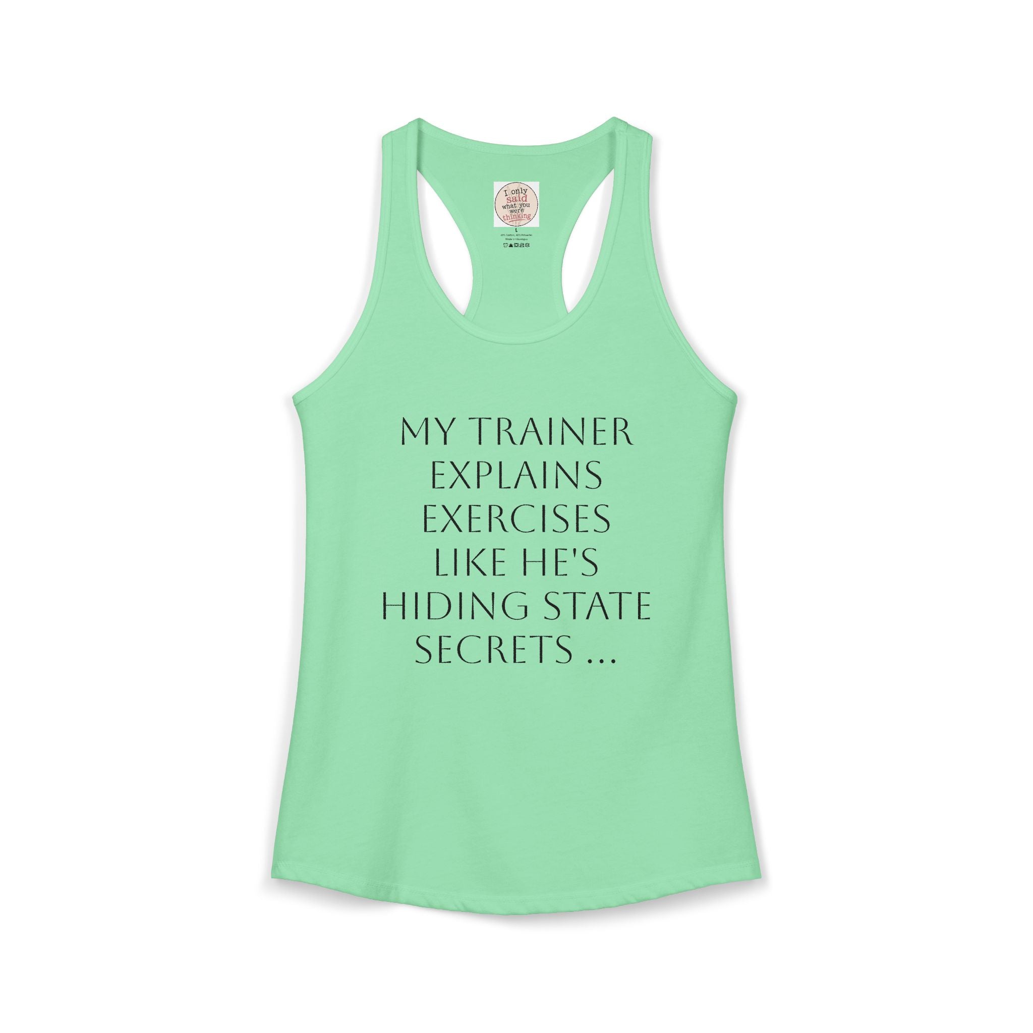 Women's quirky gym tank - male trainer
