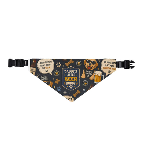 Clip-On Pet Bandana — "Daddy's Little Beer Buddy" Dog Bandana Collar Accessory