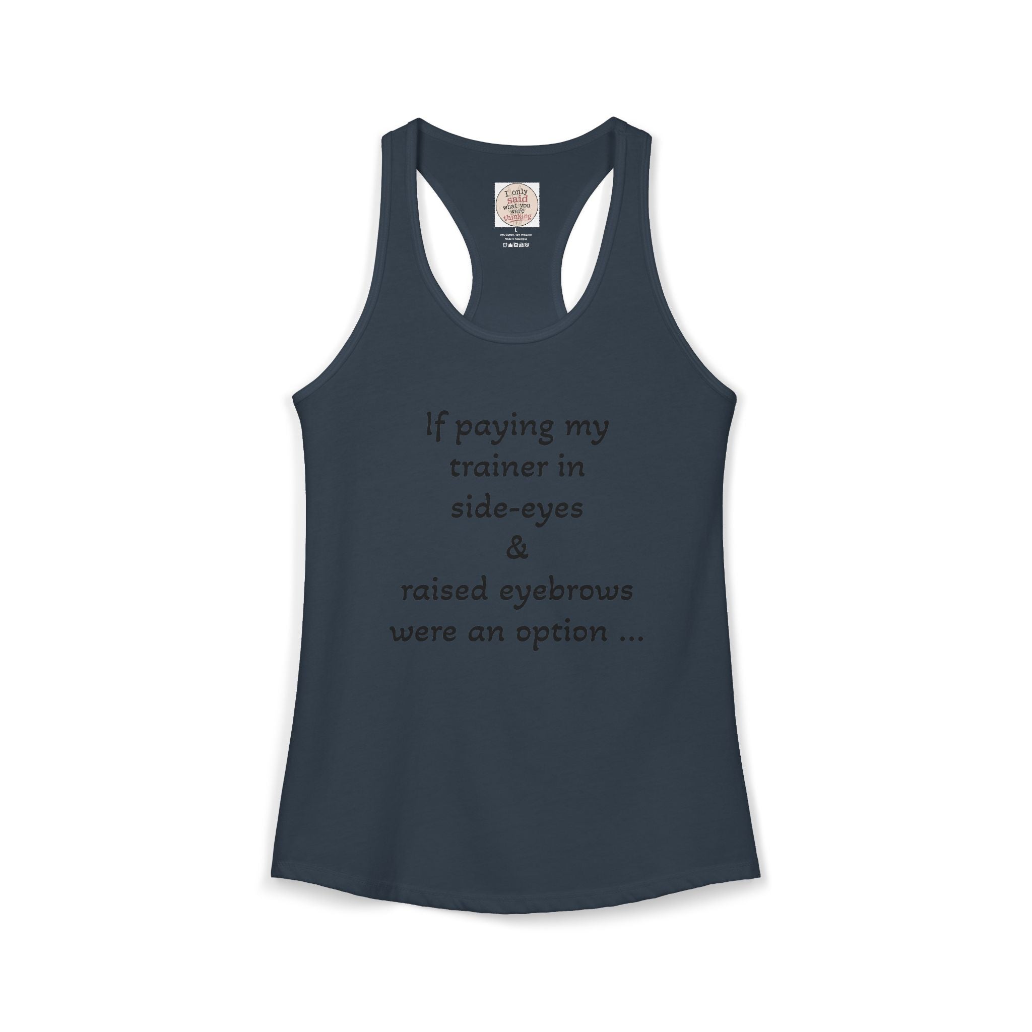 Funny Sarcastic Fitness Racerback Tank — HITT Gym Trainer Humor