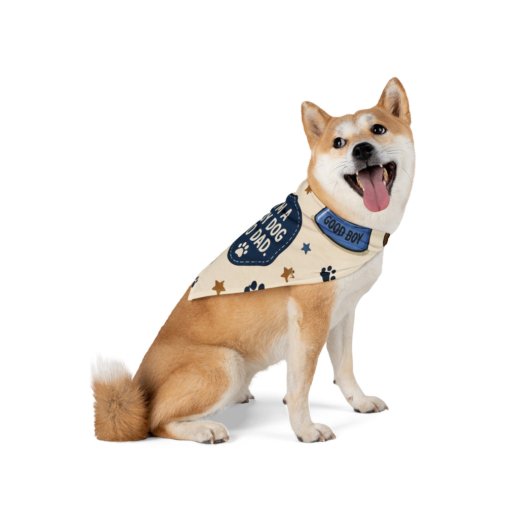 Pet Bandana — "I'm a Boy Dog to Dad" Cute Dog Bandana for Father’s Day & Pet Gifts