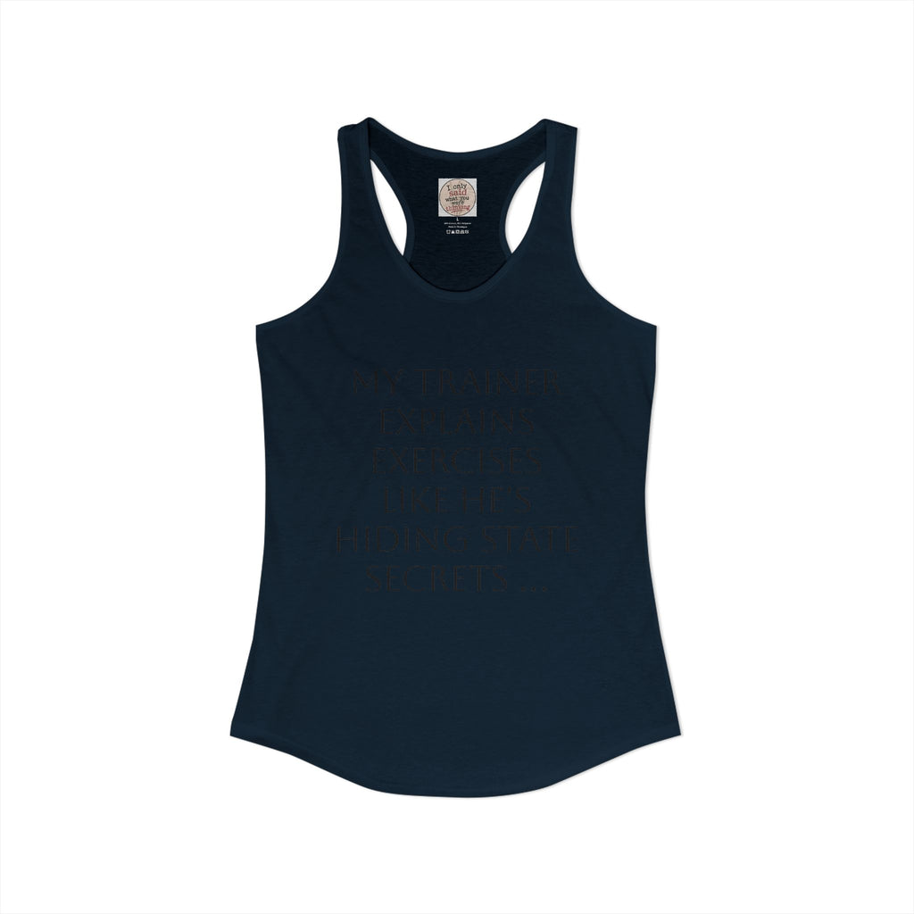 Women's quirky gym tank - male trainer