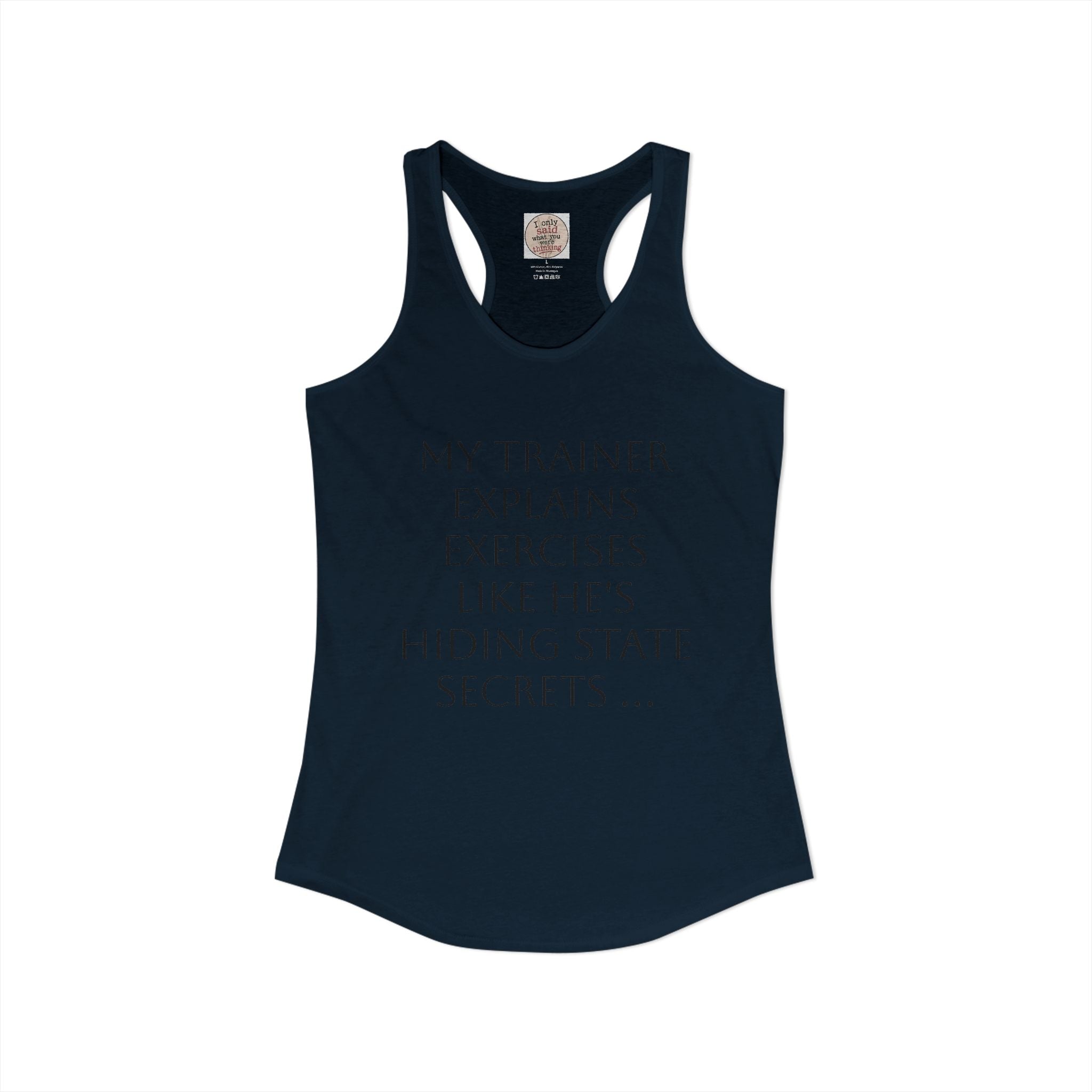 Women's quirky gym tank - male trainer