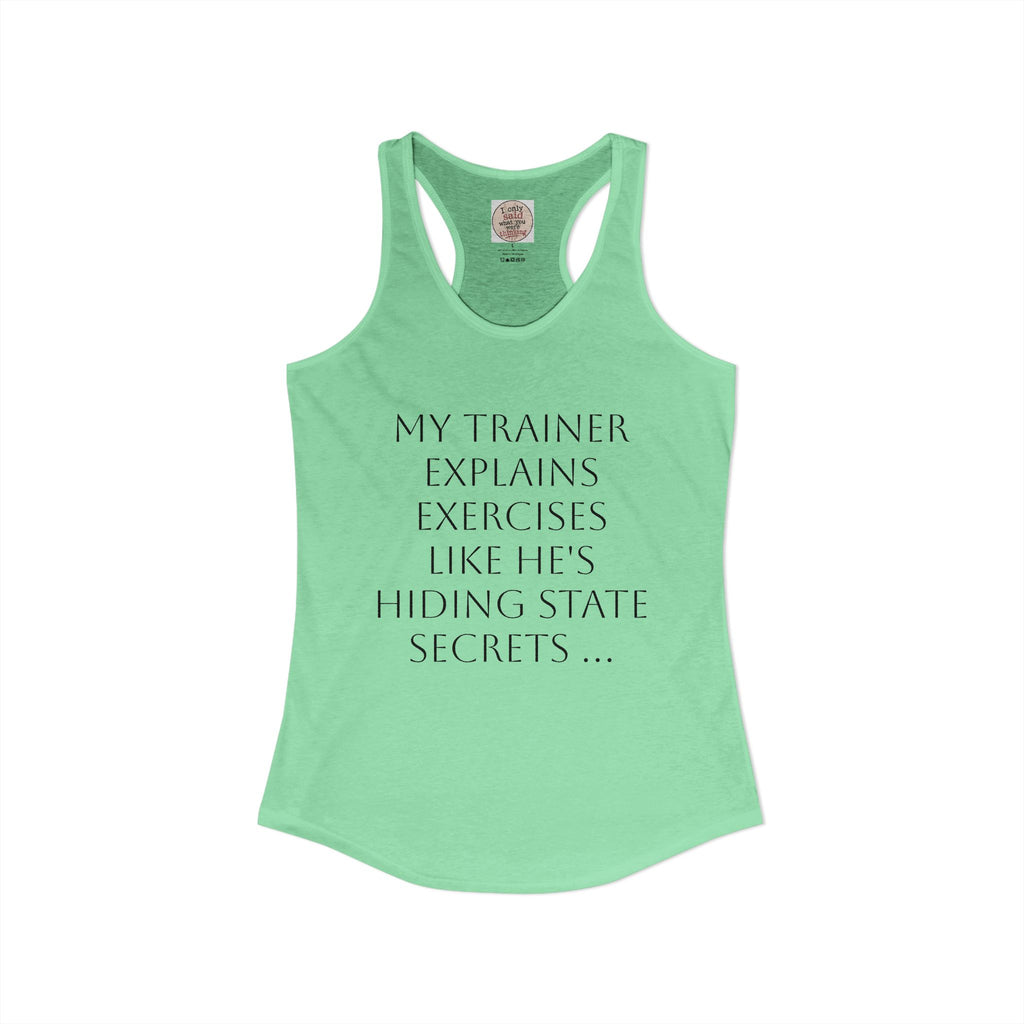 Women's quirky gym tank - male trainer