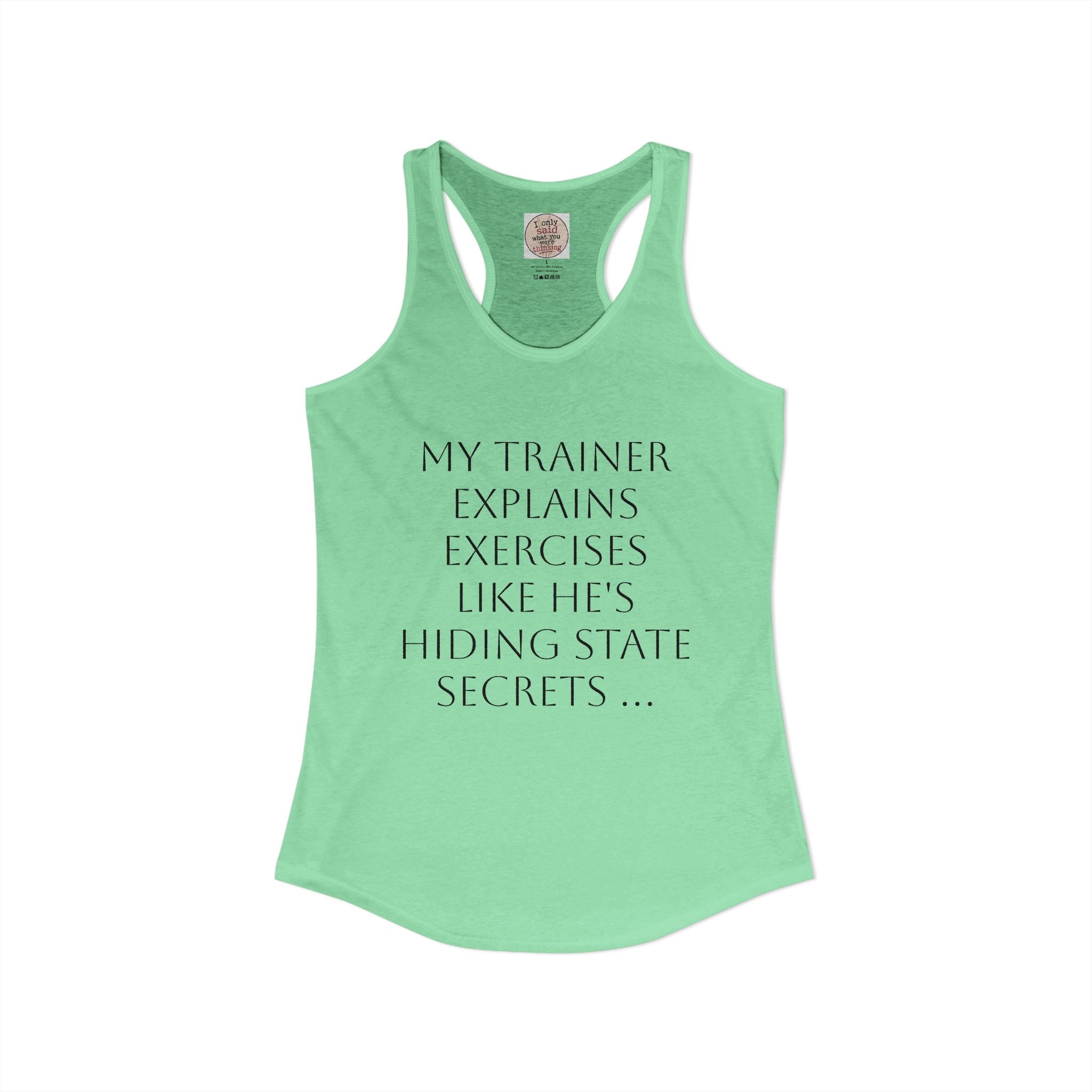 Women's quirky gym tank - male trainer