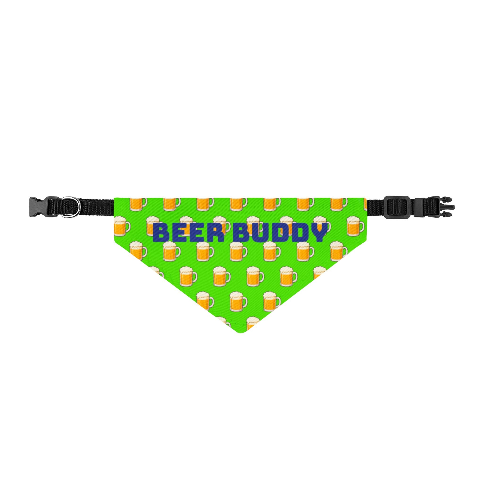 Beer Buddy Clip-On Pet Bandana — Green Beer Mug Pattern