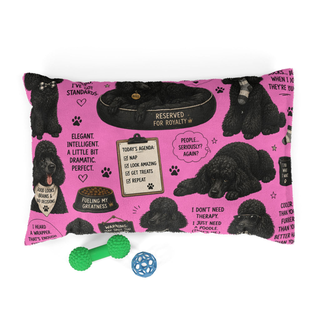 Pink Poodle Pet Bed — Funny Poodle Quotes Pattern