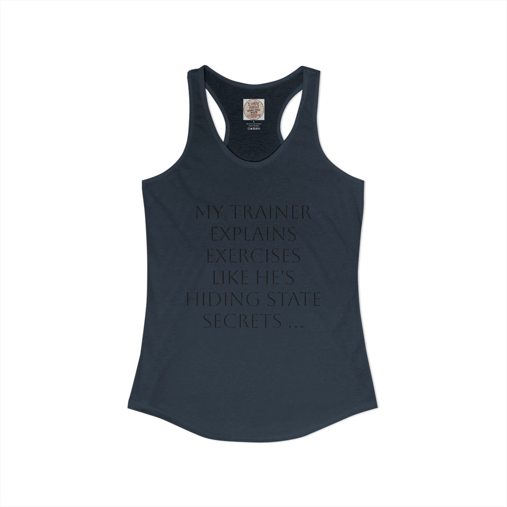 Women's quirky gym tank - male trainer
