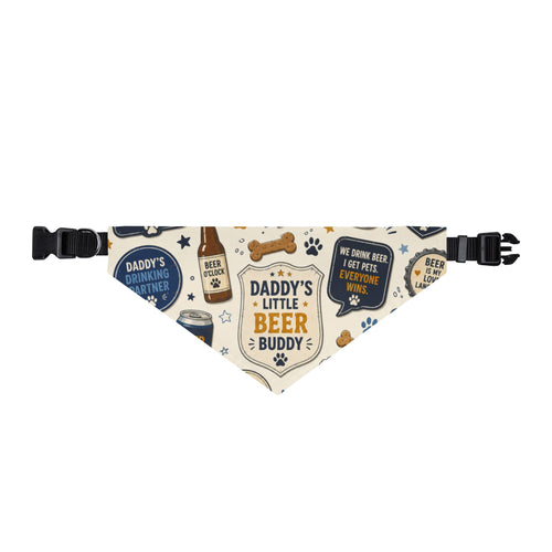 Clip-on Pet Bandana — "Daddy's Little Beer Buddy" Patterned Dog Bandana